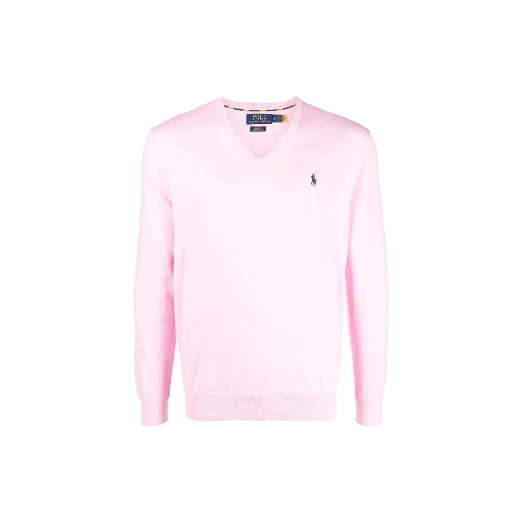 Polo Ralph Lauren Ss22 Vyšívané logo značky Kulatý výstřih Bavlna Dlouhý rukáv Pánský svetr Růžový 710744677048