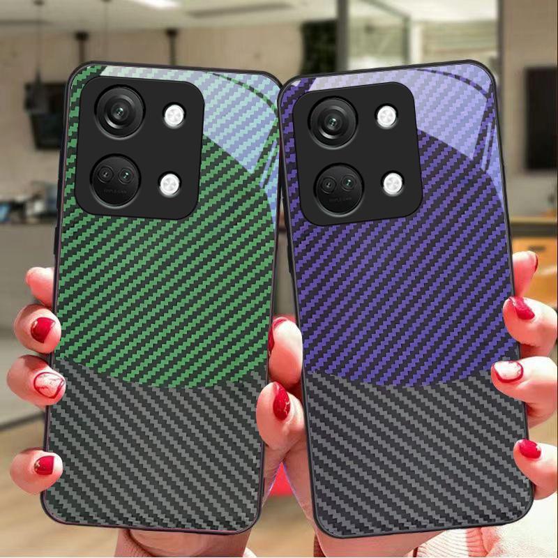 Dwukolorowe paski dla OnePlus Nord 3 5 6T 7 Pro 8 12 10T Reno8 Lite 5G 10R Nord N30 Twarda obudowa Szkło hartowane Etui na telefon Czarny