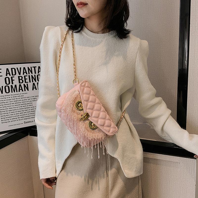 Personalized Fringed Owl Bag Women's 2025 New European and American Fashion Rhinestone Small Fragrant Style Diamond Shoulder Small Square Bag