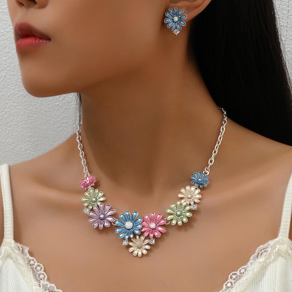 

Серьги-цветы супер феи, комплект украшений из ожерелья и сплава с дизайном ромашки