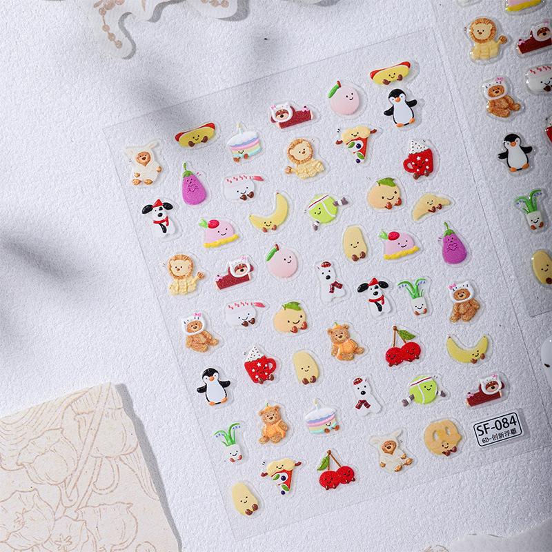 SKY Cute Cartoon Animal Jelly Nail Art Stickers - Celebrity Style Little Bear DIY