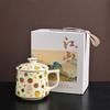 Good persimmon peanut business water cup office cup set household mug teacup ceramic business gift with lid