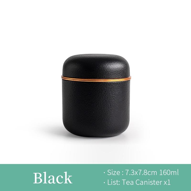 160 мл Матовая керамическая банка для чая Маленькая герметичная банка Креативная банка для хранения чая Влагозащитная банка для хранения чёрный