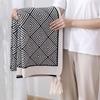 Black & White Geometric Knitted Throw - Luxury Soft Furnishing Sofa Scarf, Single Nap Blanket & Retro Shawl