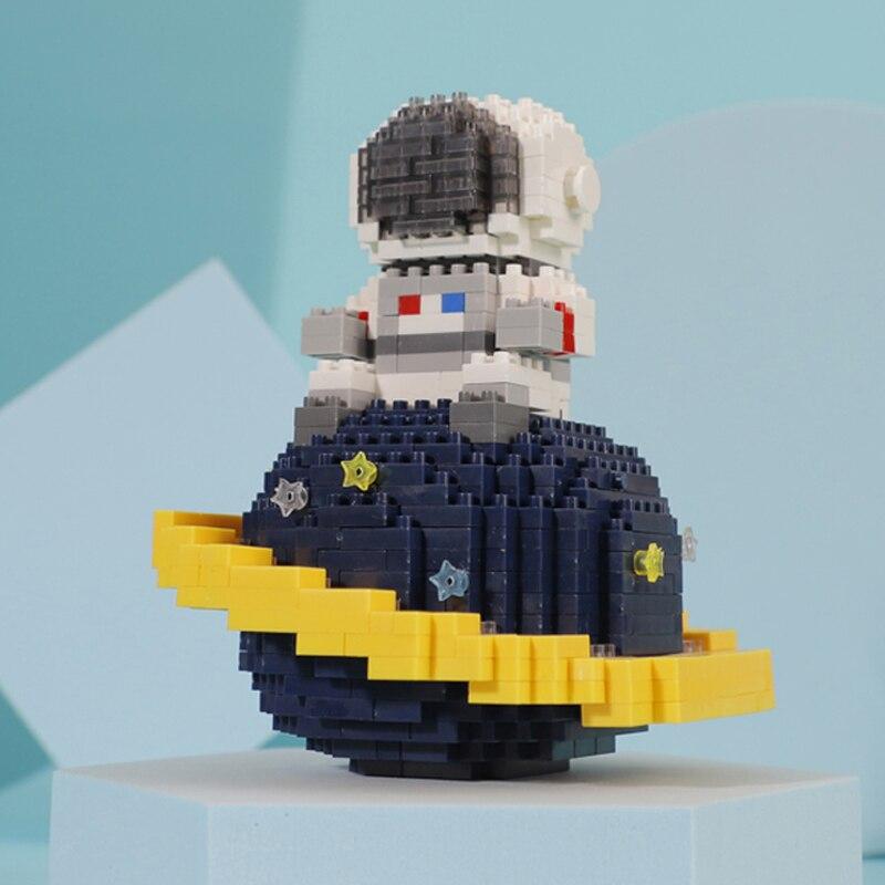 18363 espaço astronauta spaceman terra lua estrela 3d modelo diy mini blocos de diamante tijolos brinquedo de construção para crianças sem caixa