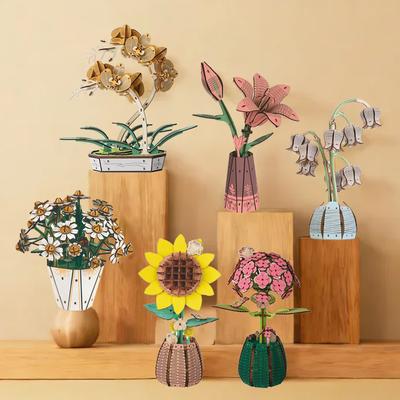 3D Holzpuzzle Schmetterling Blume Sonnenblume Lilie DIY Handgefertigt Zusammenbau Modell Spielzeug Für Kinder Kinder Heimzimmer Dekoration Geschenk
