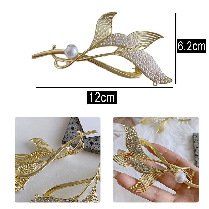 2023 אישיות חדשה סיכת ראש זנב דג וינטג 'פנינת ריינסטון קליפים לשיער עתיקות נשים תכשיטי אביזרי שיער Hanfu