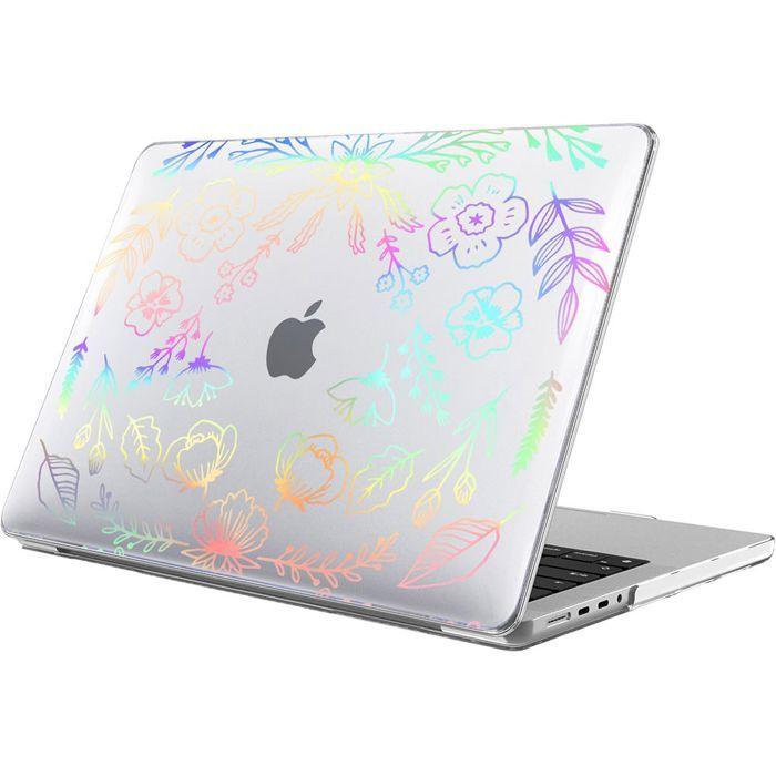 Coque pour MacBook Pro 14 Pouces 2024 2023 2021 M4 M3 M2 M1 Pro/Max, Protection Rigide Transparent Motif Plante