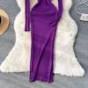 Frauen Herbst Gestrickte Kleid O Neck Sexy Dünne Elastische Übergroßen Grundlegende Bodycon Langes Kleid Winter stricken Warme Pullover Kleider