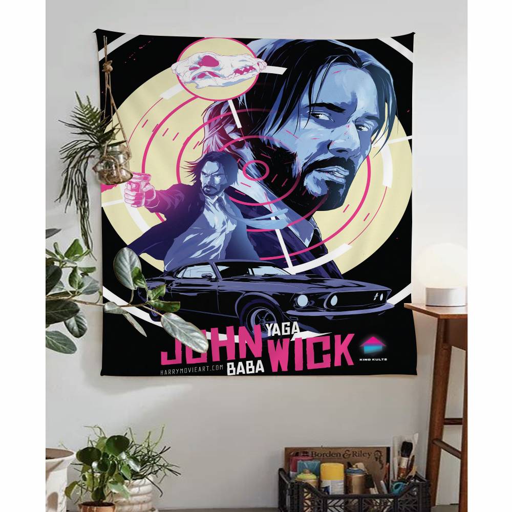 1PC JOHN WICK Cartoon Tapestry Wall Hanging Decoration Household Home Decor