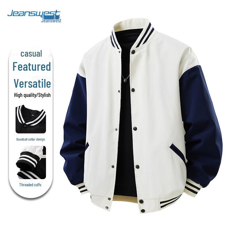 

JEANSWEST Unisex American Style Colorblock Baseball Jacket S