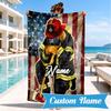 Custom Name Firefighter Pride Beach Towel Microfiber Beach Towel, Lightweight and Quick-Dry, for Summer Travel, Swimming Pool Gift