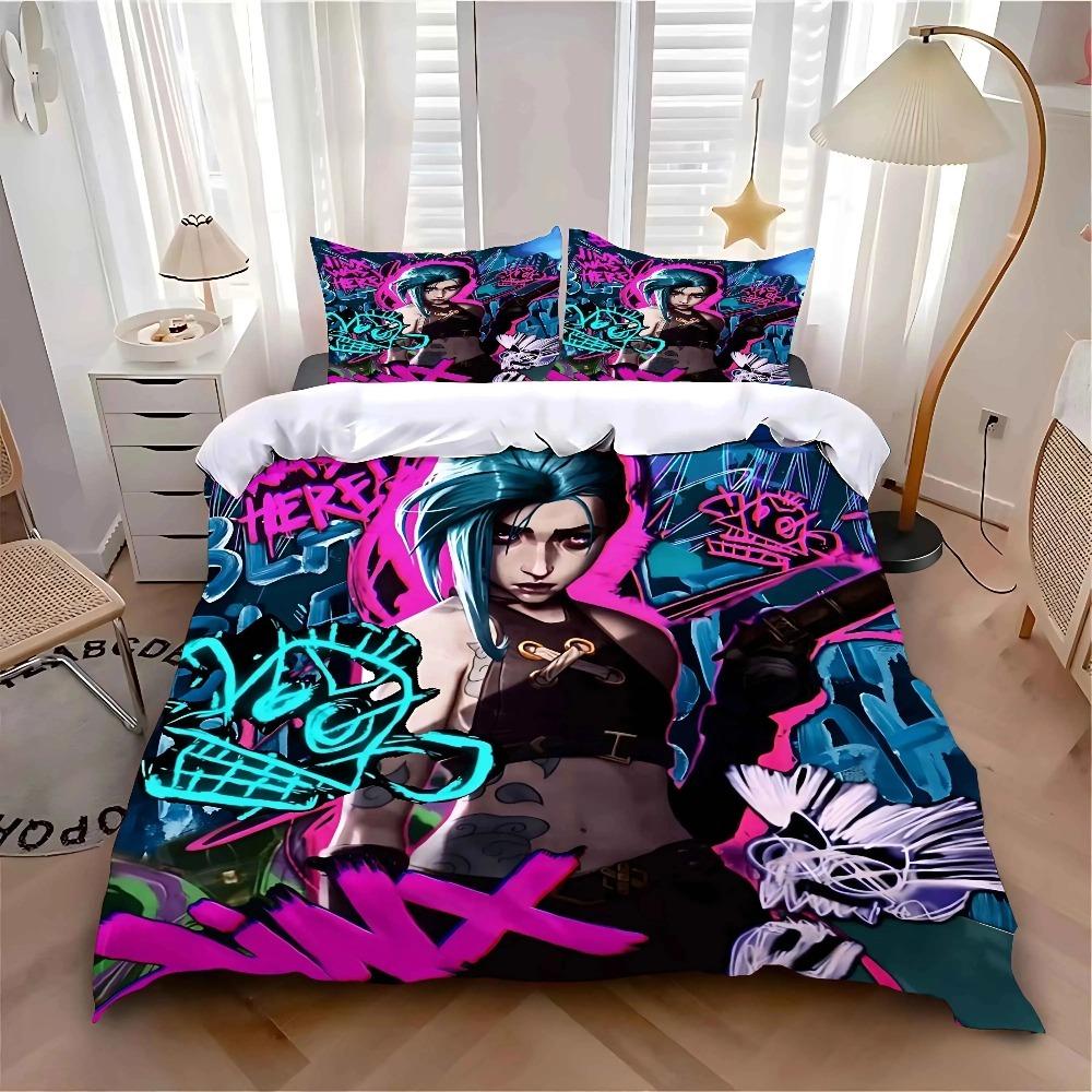 Arcane Anime J-JinX Duvet Cover Pillowcase Bedding Bedroom Decoration Children Gift Adult Single Double Bed Large SizeZip Duvet
