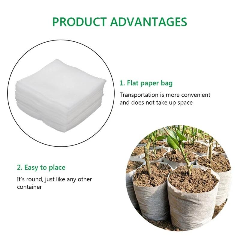 100-500pcs Non-woven Fabric Seeding Bags Plant Grow Bags Seed Nursery Bag Garden Seedling Growing Planter Pots Biodegradable