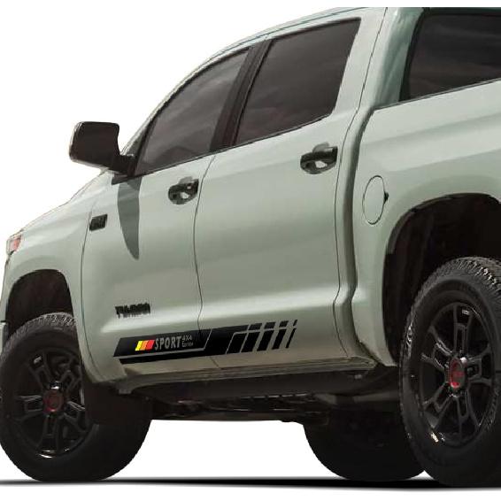 2X Side Door Stripes Decal Sticker Sport Edition 4X4 Compatible With Toyota Tacoma 2004 - Present (#02) (Gloss Black)