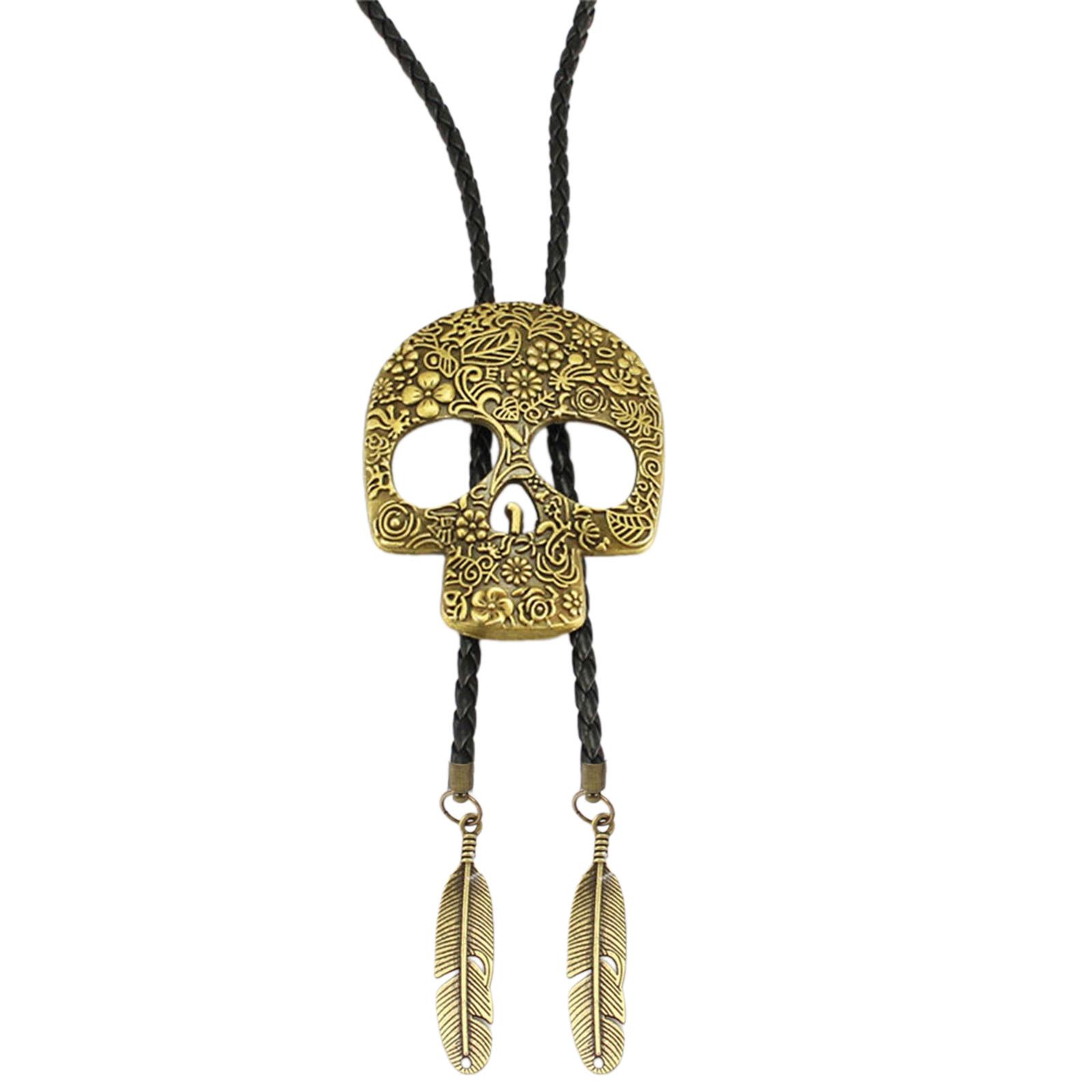 

Винтажный западный ковбойский галстук-боло с черепом, галстук, панк-ожерелье, аксессуар для костюма, американский галстук-бола, западный A