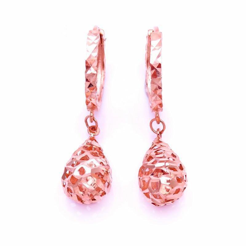 Purple Gold Hollow Water Drop Earrings Personality Temperament Foreign Gas Plated Rose Gold Color Gold Earrings