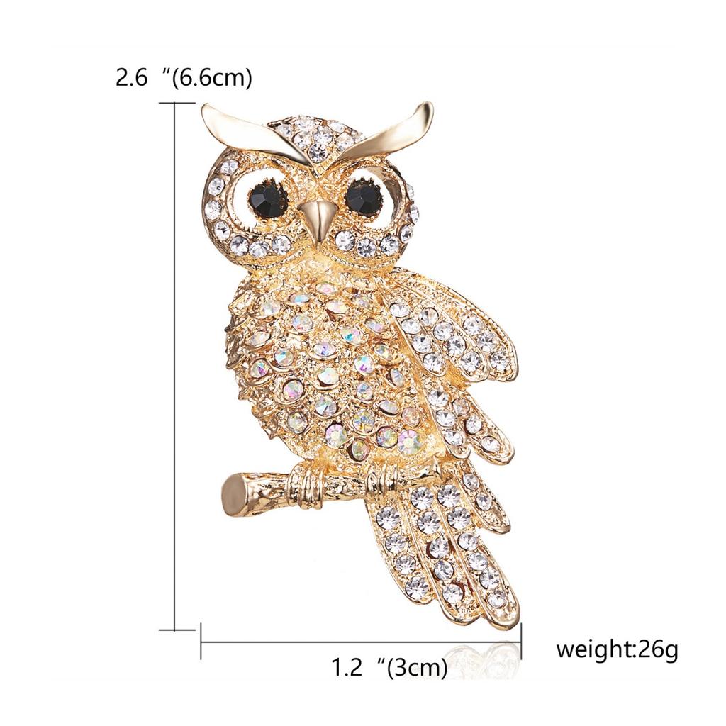 Temperament Full Rhinestone Owl Sitting On Branches Brooch For Women Men Trendy Lovely Flying Bird Owl Animal Pins Jewelry Gifts