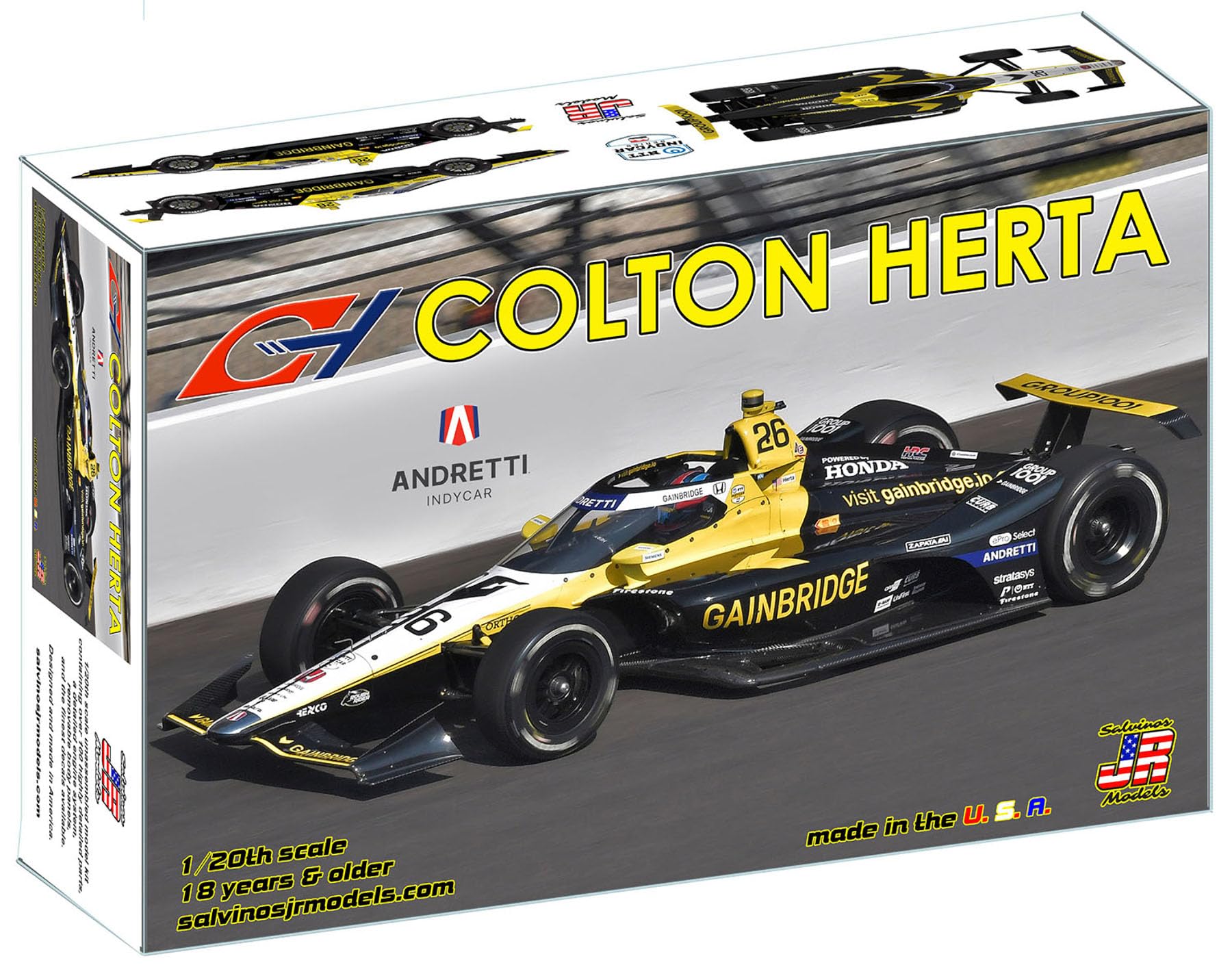 

Salvinos Models Scale IndyCar Andretti Global 2024 Indy 500 Plastic Model Car IA2024CHI Jr. 1/20 Colton Herta (Car)