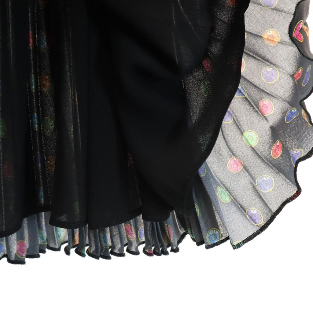 MOSCHINO BOUTIQUE Overall Handle Midi Length Pleated Skirt 38 Black Women Used