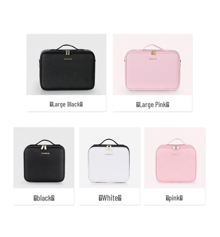 Make-up-Tasche mit großer Kapazität, Spiegel, Licht und herausnehmbaren Trennwänden - Tragbarer Reise-Kosmetikbeutel