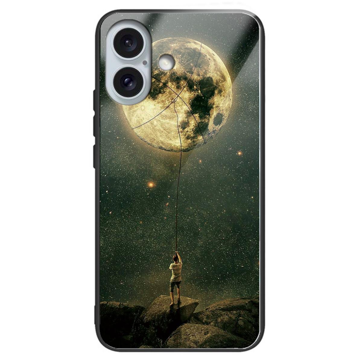 

For iPhone 16 Case Pattern Printing Tempered Glass TPU Phone Cover