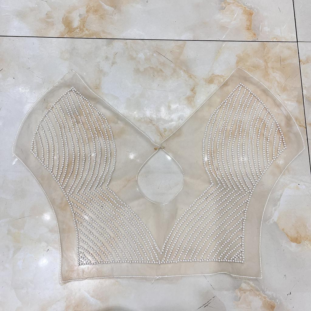 Girl Hollow Mesh Collar With Artificial Pearls And Rhinestone Decor Gift For