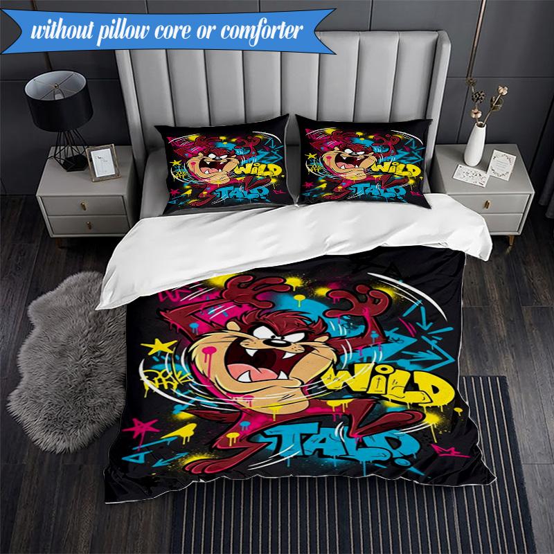 3PCS Tazma-nian Artwork Bedding Set,Including 1pc Duvet Cover And 2pcs Pillowcases Perfect for Bedroom, Dormitory, Fan Christmas gift