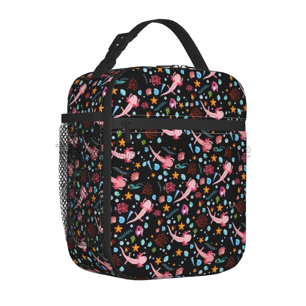 Axolotl Lunch Box Reusable Insulated Lunch Bag Thermal Cooler Tote for Boys Girls Teen School Men Women Picnic Travel Hiking