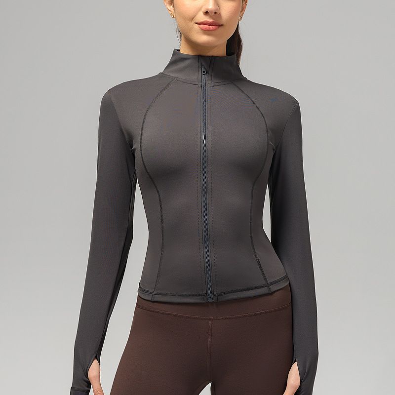 

Lu Same Style Yoga Clothes Coat Women s Stand Collar Brushed Nude Feel Workout Long Sleeve Quick-Drying Breathable Zipped Sports Coat Graphite Ash XL