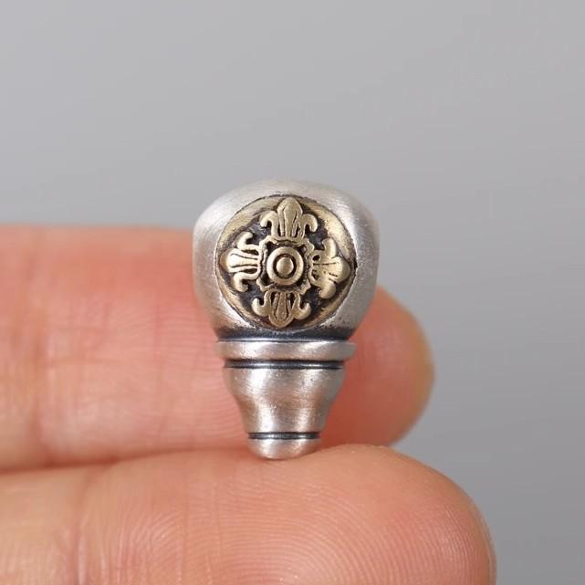 Tibetan Vajra Buddha Head DIY Retro Cultural Bodhi Bracelet Spacer Beads Accessories Height: 15.6mm, Hole: 10.5mm
