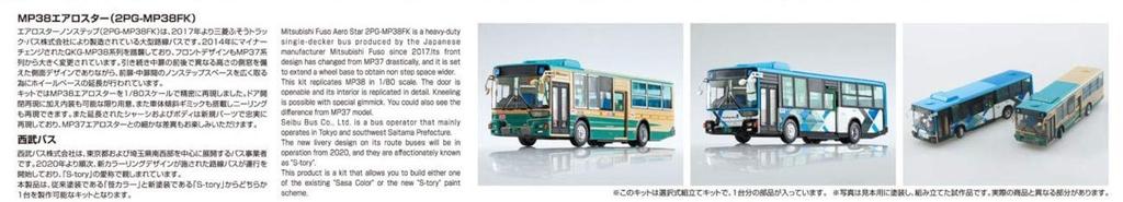 Aoshima Bunka Kyozaisha Working Vehicle Series Mitsubishi Fuso MP38 Aerostar Plastic Model 1/80 No.6 (Seibu Bus)