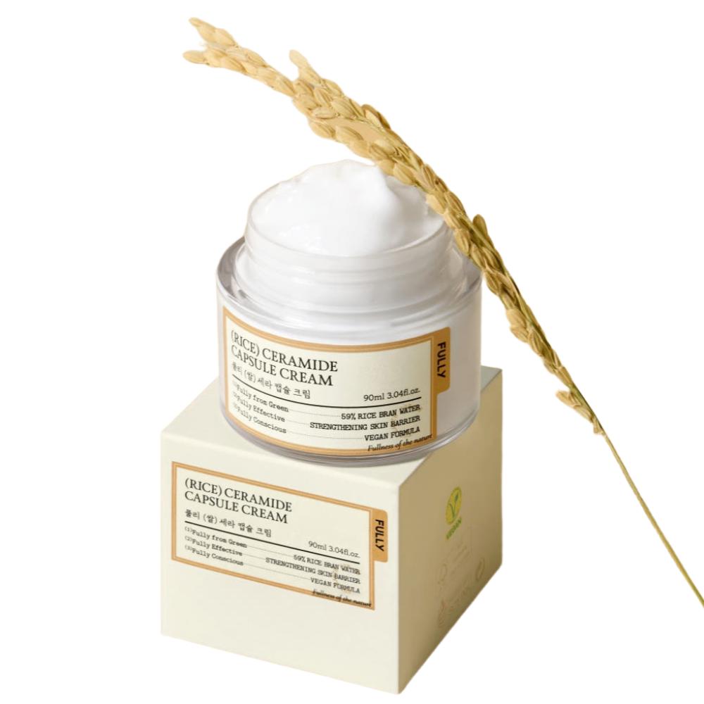 FULLY Rice Cera Capsule Cream 90ml Deep Moisturizing Skin Barrier Strengthening Vegan K-Beauty