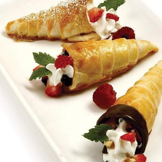 Stampo per croissant a spirale in acciaio inox a forma di cono appuntito, strumento per la cottura al forno