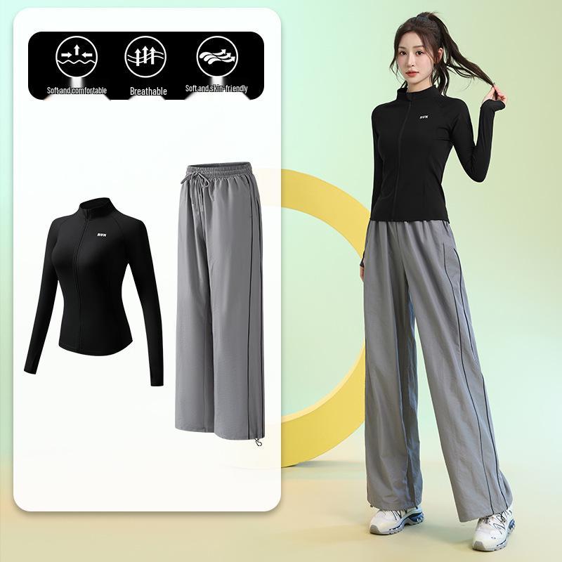 Damen Slim-Fit Atmungsaktiver Badmintonanzug - Herbst/Winter Schnelltrocknendes Sportbekleidungsset mit Reißverschluss und langen Ärmeln