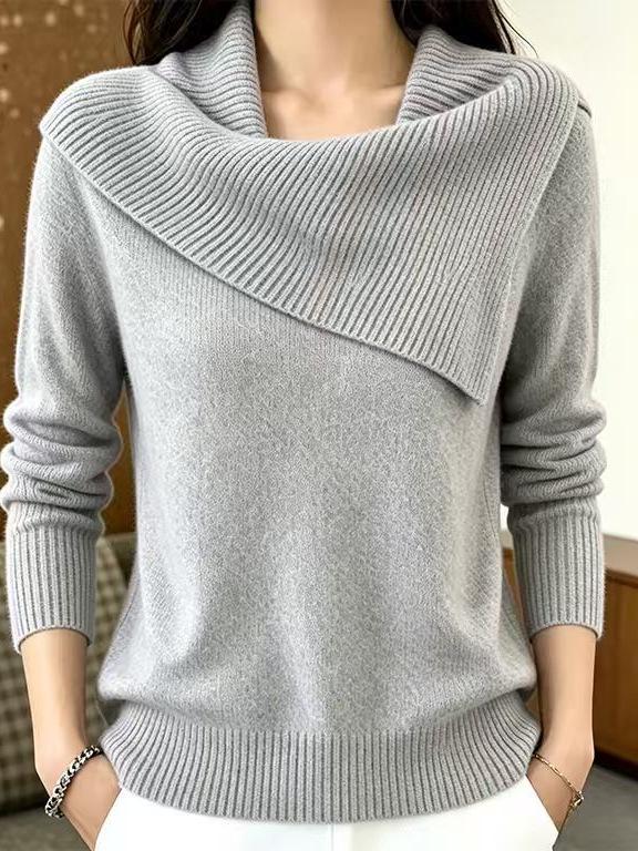 Women's Retro European & American Slimming Lapel Sweater - Playful & Versatile Knit Design