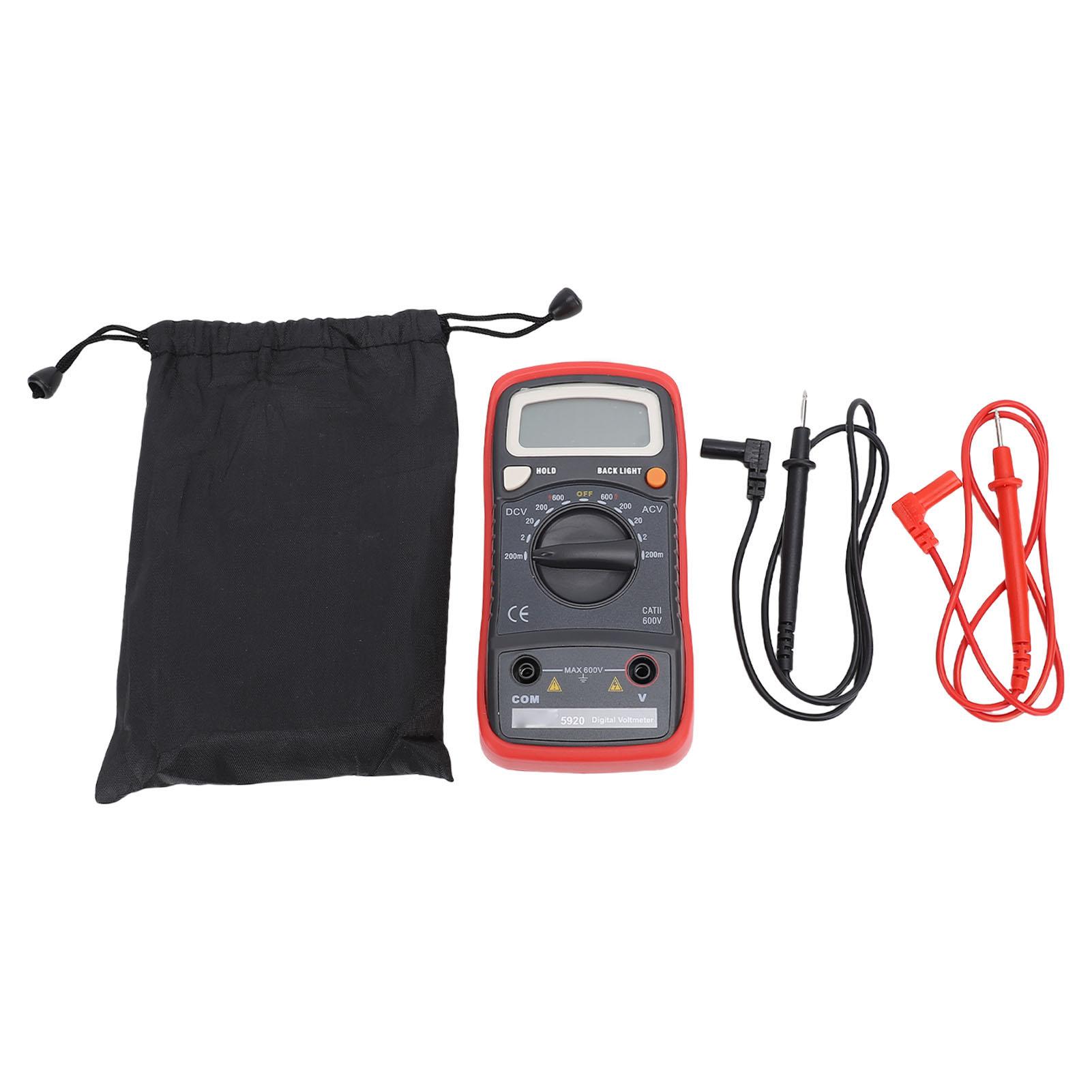 

Digital Multimeter DC AC Voltmeter LCD Backlit Display 200mV to 600V Electrical Voltage Meter