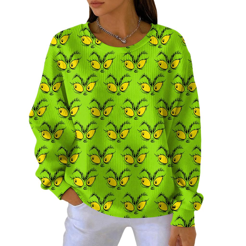 Women's Fashion Casual Gradient Christmas Print Pullover Sports Long-Sleeve Top