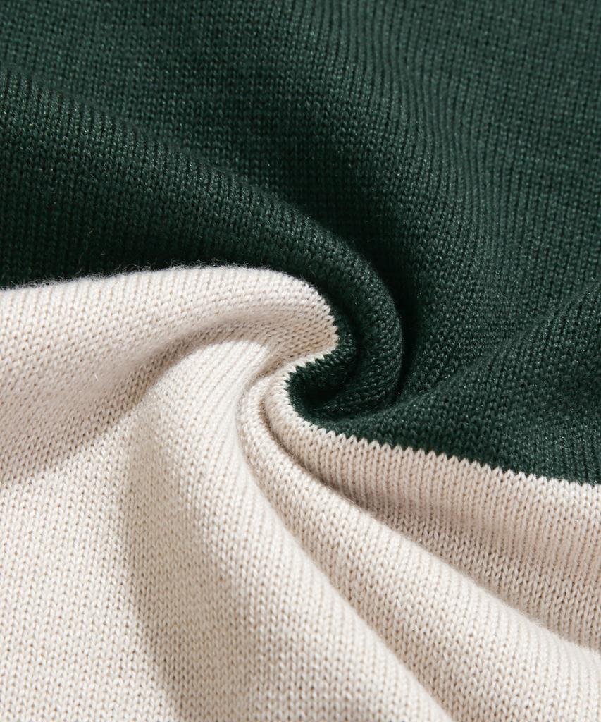Dimiteulibeullaeg Asi Striped Rugby Long Sleeve Knit T-Shirt_Green