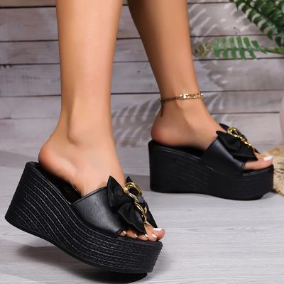 Damen Sommer Mode Neue Schleife Designer Dicke Sohle Rutschfeste Sandalen Outdoor Casual Einfarbig Offene Zehenpartie Strand Zehentrenner