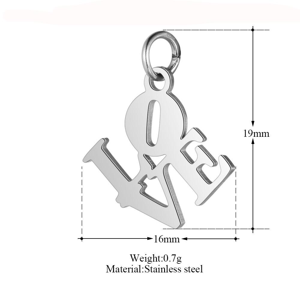 2pcs/lot Stainless Steel Love Charms Classic Polish Charms Pendants For Jewelry Making DIY Handmade Necklace Pendant Accessories