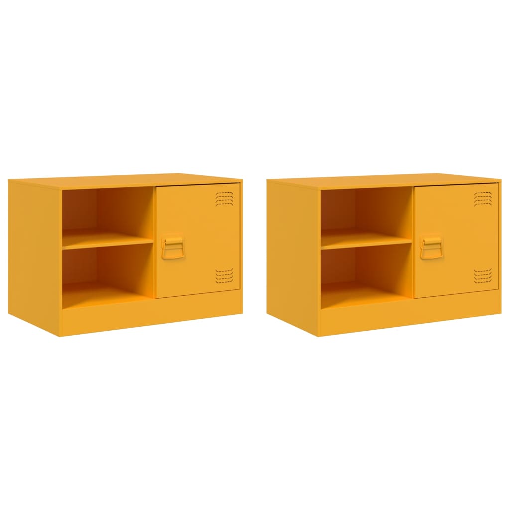 TV Cabinets (2 Pcs) Mustard Yellow 67 X 39 X 44 Cm Steel