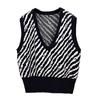 European and American Sleeveless Vest Vest Women's Striped V-neck Loose Sweater Zebra Pattern Animal Pattern Fashion Cross-border Knitted Sweater