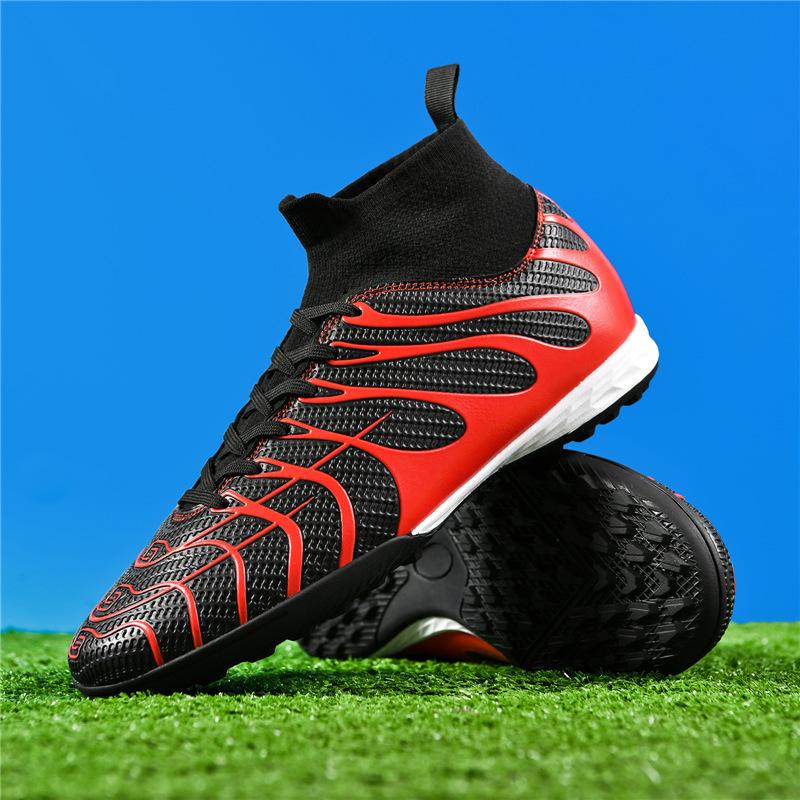 Overseas men's and women's high-top breathable football shoes indoor/outdoor sports shoes straight hair