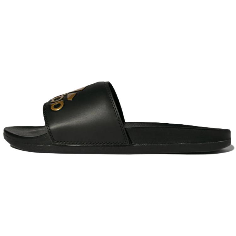New Adidas Adilette Comfort Slides Core Black Gold Metallic GY1946