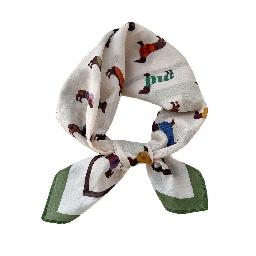 Korean literary and artistic decoration small silk scarf Korean version fashionable versatile spring and summer fresh and breathable cotton and