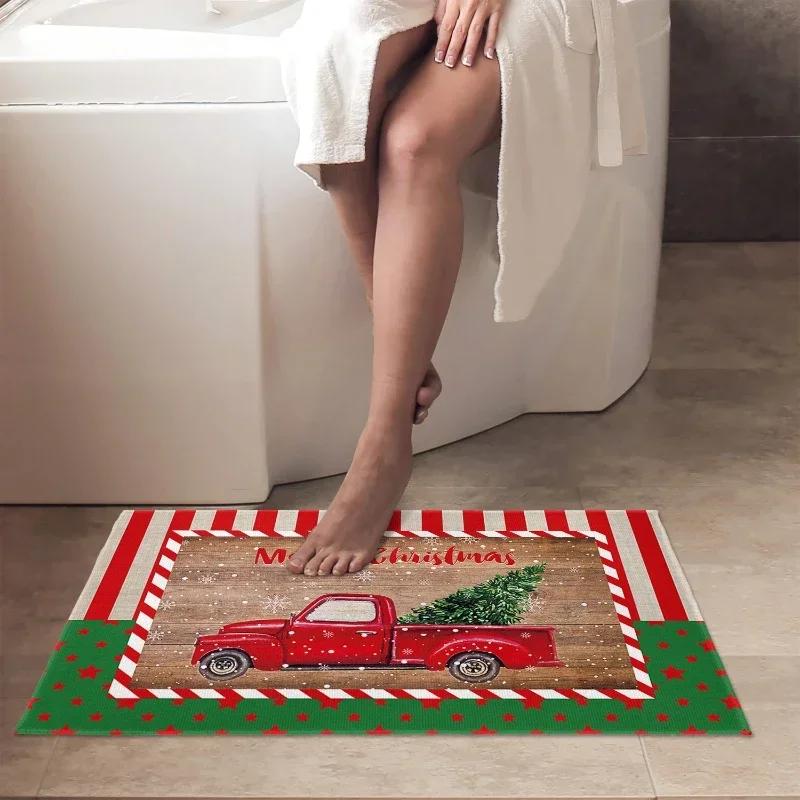 Christmas Room Floor Decoration Carpet Kitchen Mat House Entrance Doormat Home Bathroom Hallway Non-Slip Foot Rug Bedroom Living