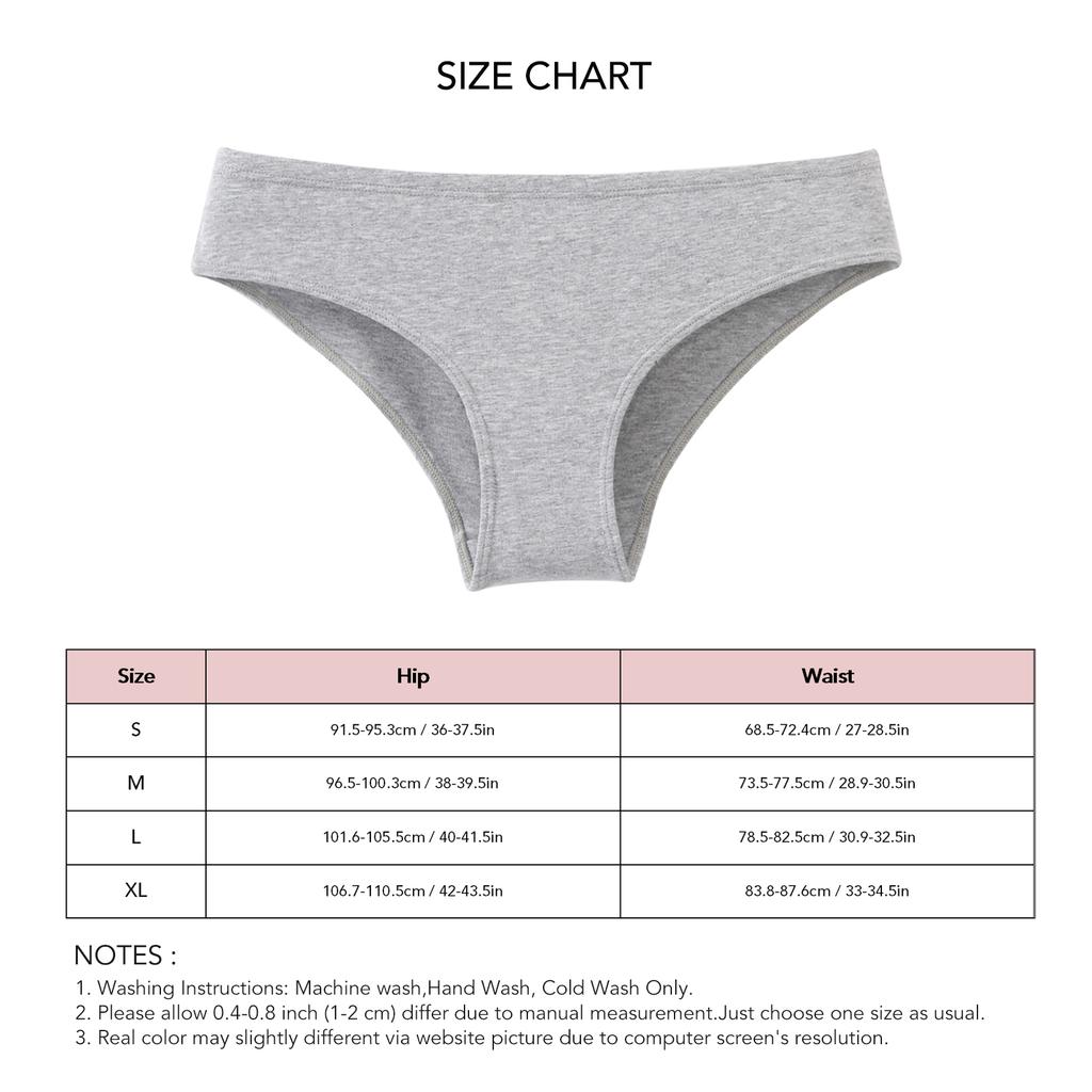 Damen Slips Weich Voll Baumwolle Stretch Bikini Halbe Bedeckung Unterwäsche für den Täglichen Gebrauch Grau L