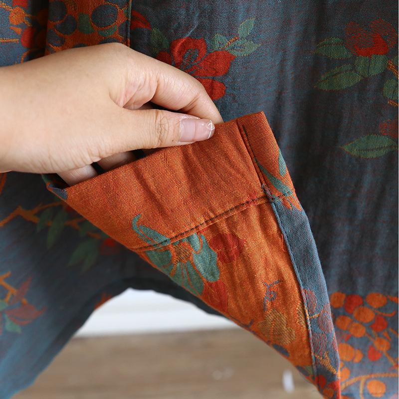 Dámská retro žakárová bavlněná yukata: Lehká jarní/podzimní noční košilka a pyžamo ve stylu kimona.