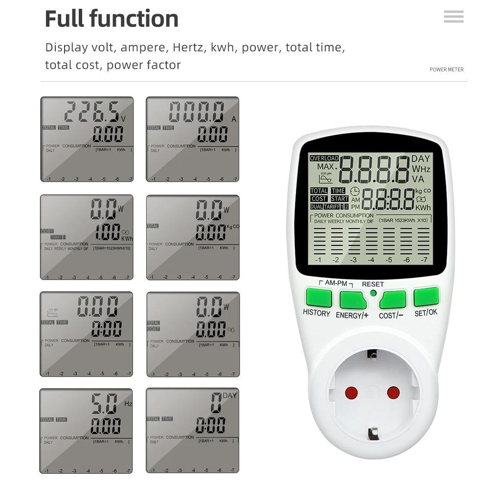 Electronic Energy Meter Measuring Outlet Socket Digital Wattmeter Power Voltage Wattmeter Power